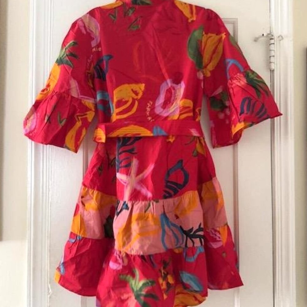 FARM Rio Mixed Fruits Ocean Belted Mini Dress Spring - Picture 7 of 15